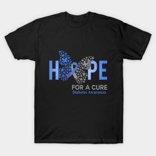 Hope For A Cure  Butterfly Gift diabetes Awareness T-Shirt